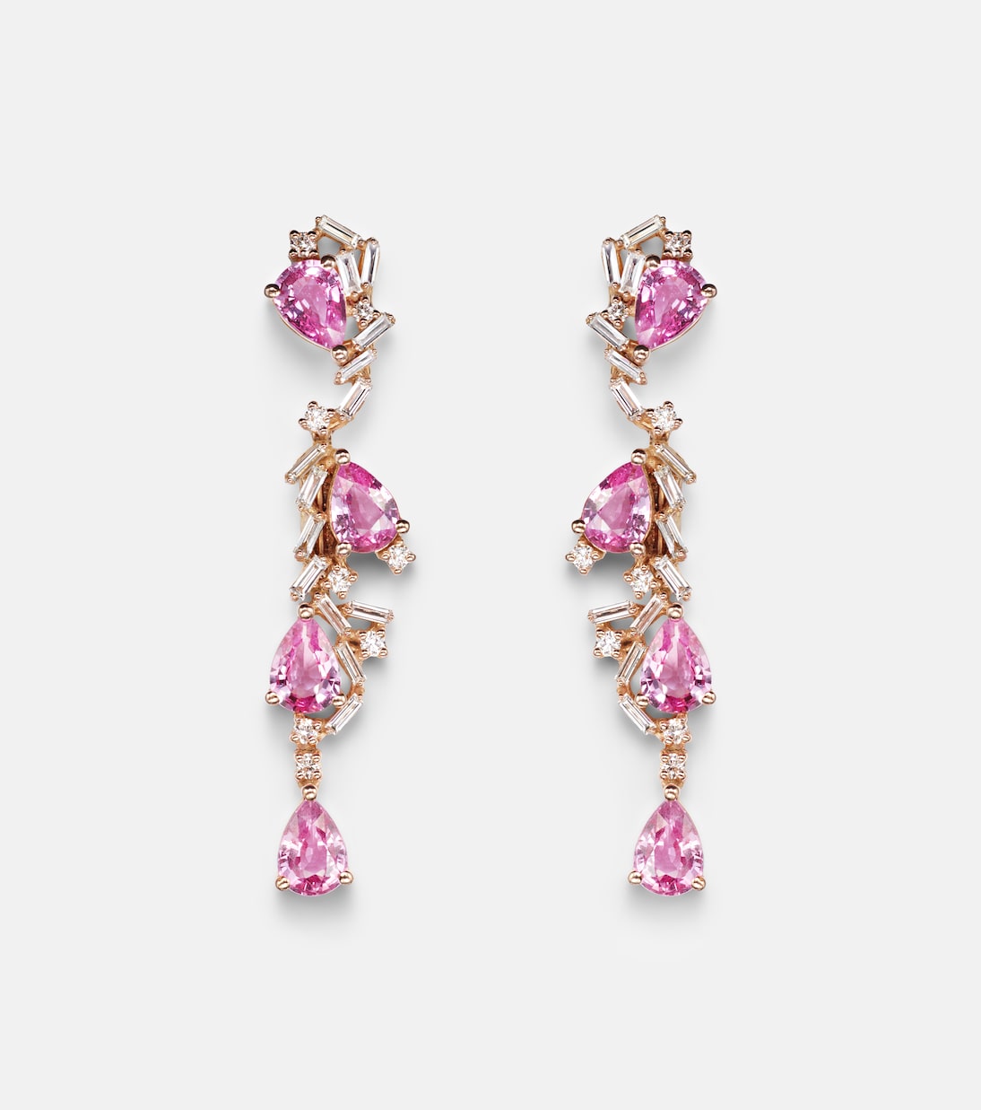 Ohrringe aus 18kt Roségold mit Diamanten und Saphiren | Suzanne Kalan