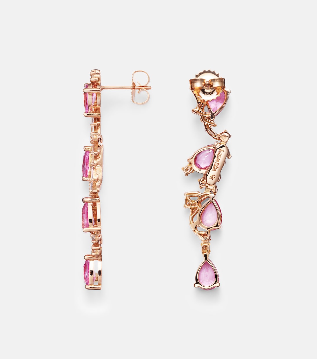 Ohrringe aus 18kt Roségold mit Diamanten und Saphiren | Suzanne Kalan