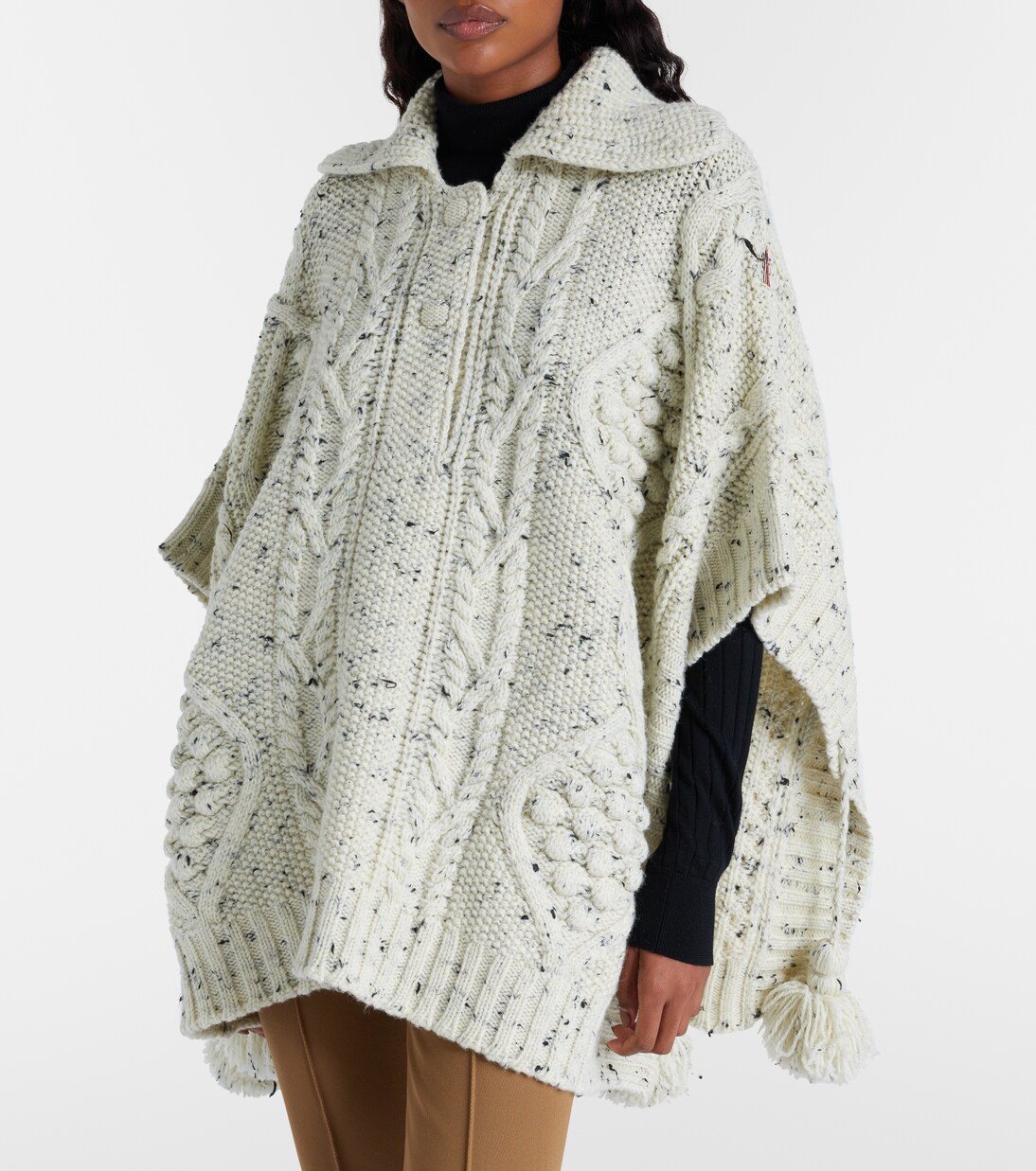 Poncho trenzado Aran de lana | Moncler Grenoble