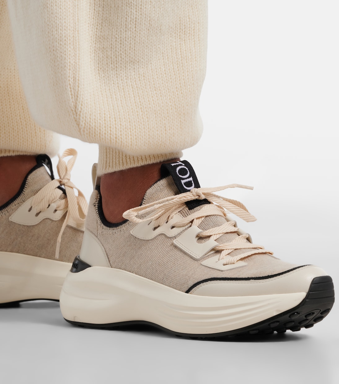 Leather-trimmed sneakers | Tod's