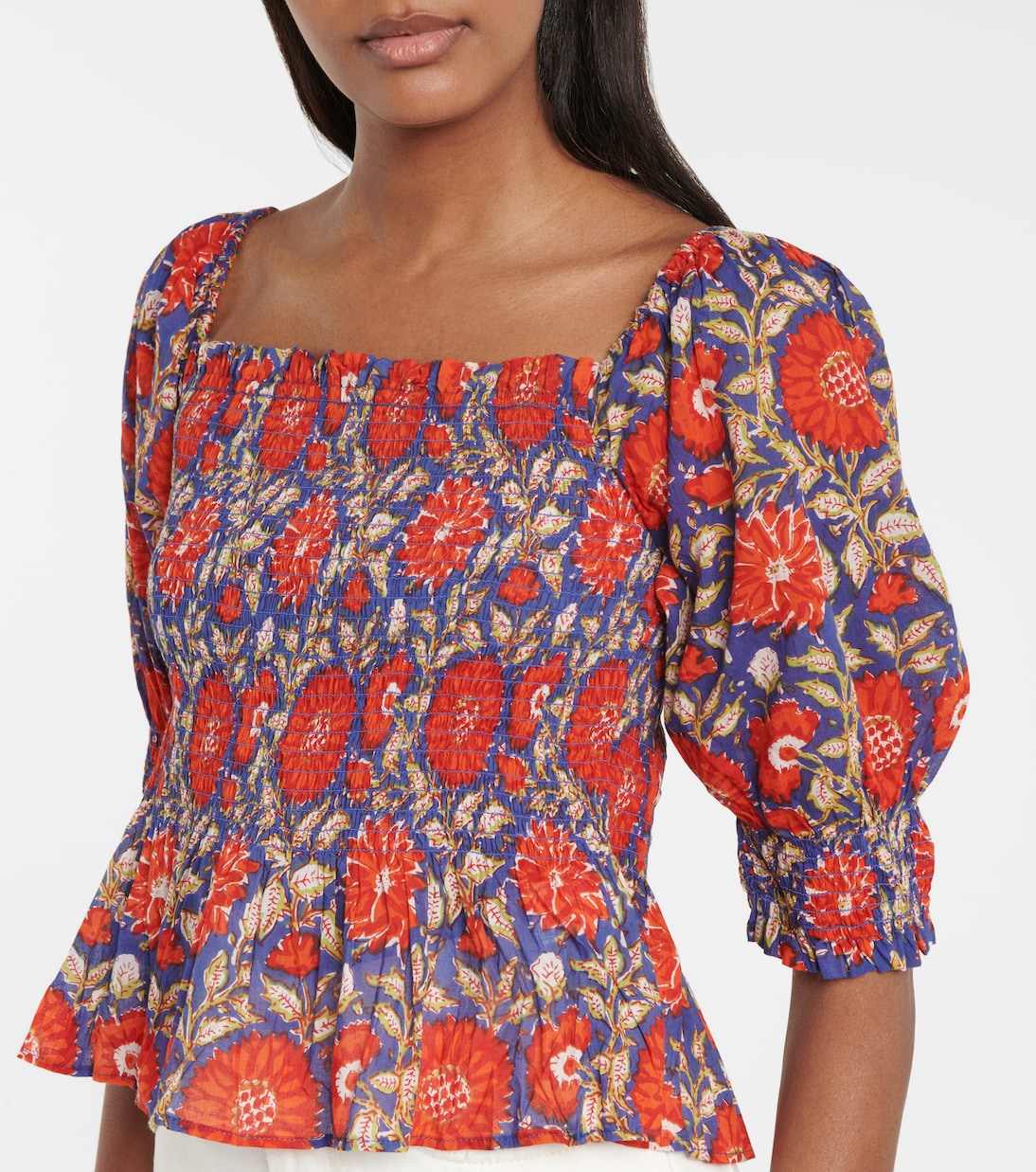 Corryn printed cotton top | Velvet