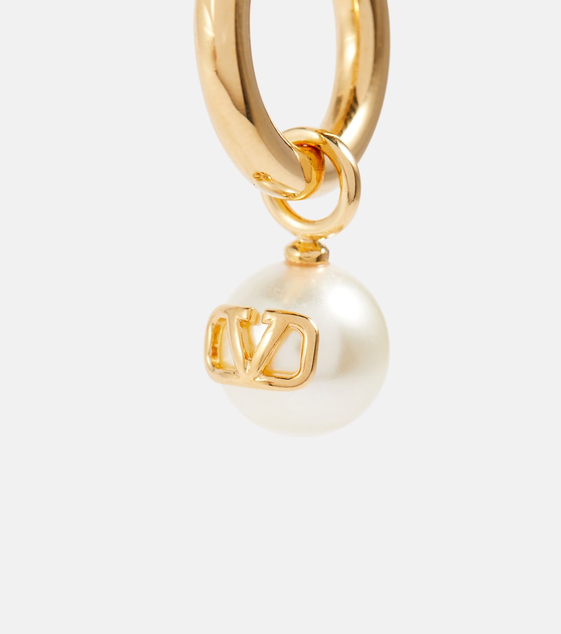 VLogo faux pearl single hoop earring | Valentino