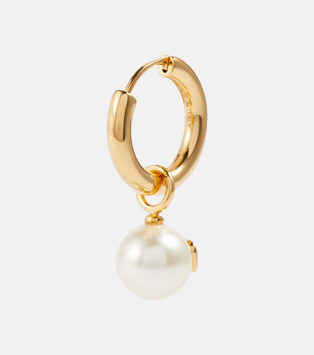 VLogo faux pearl single hoop earring | Valentino