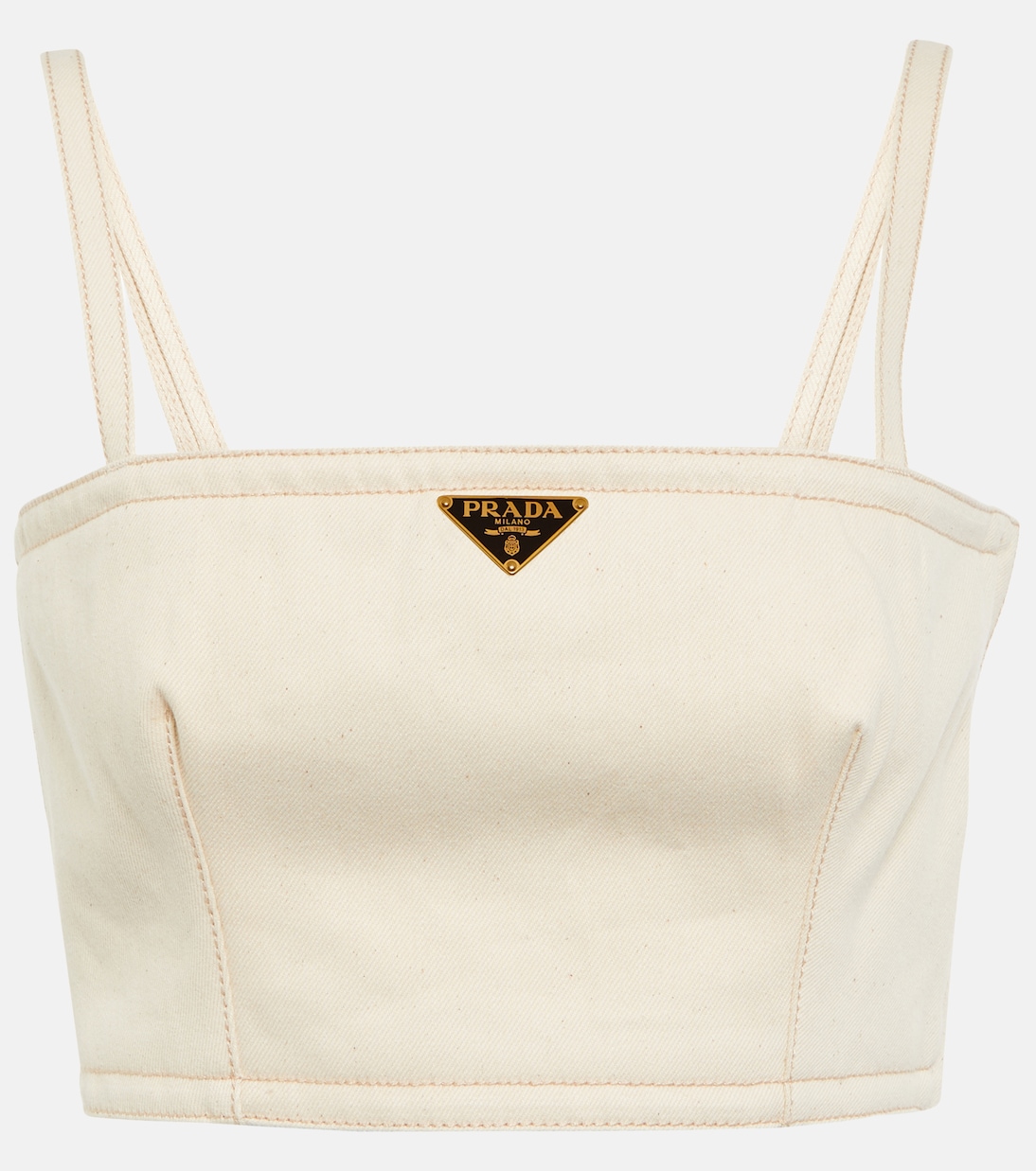Crop top en denim con logo | Prada