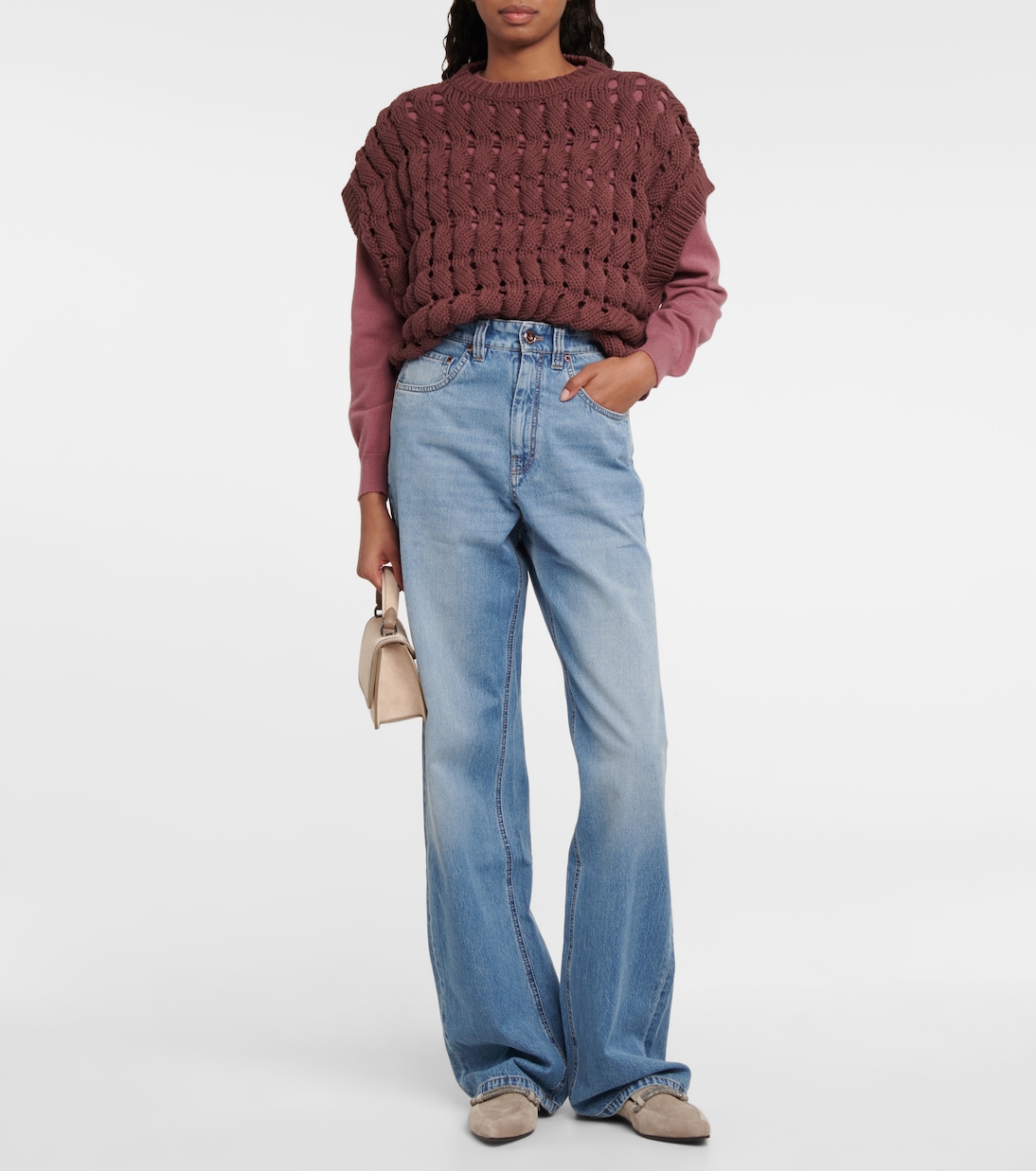 Top en mezcla de algodón calado | Brunello Cucinelli