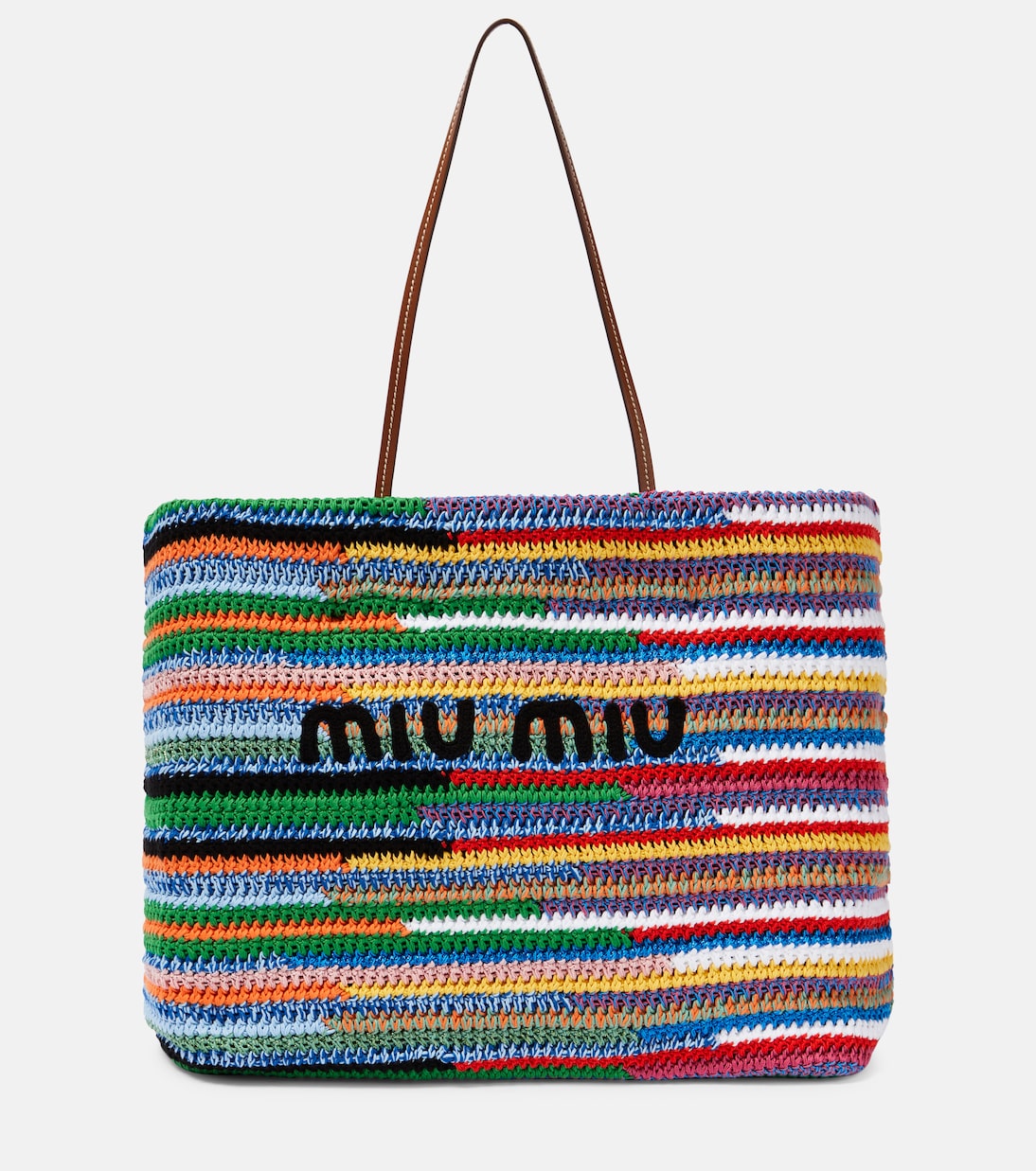 Large striped crochet tote bag | Miu Miu
