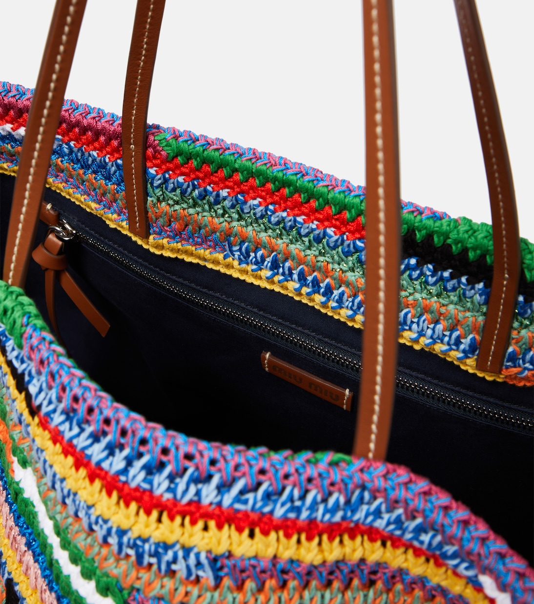 Large striped crochet tote bag | Miu Miu