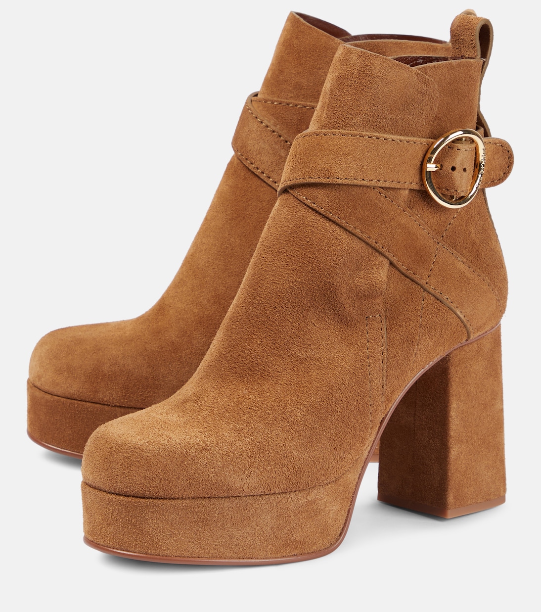 Lyna suede platform ankle boots | See By Chloé