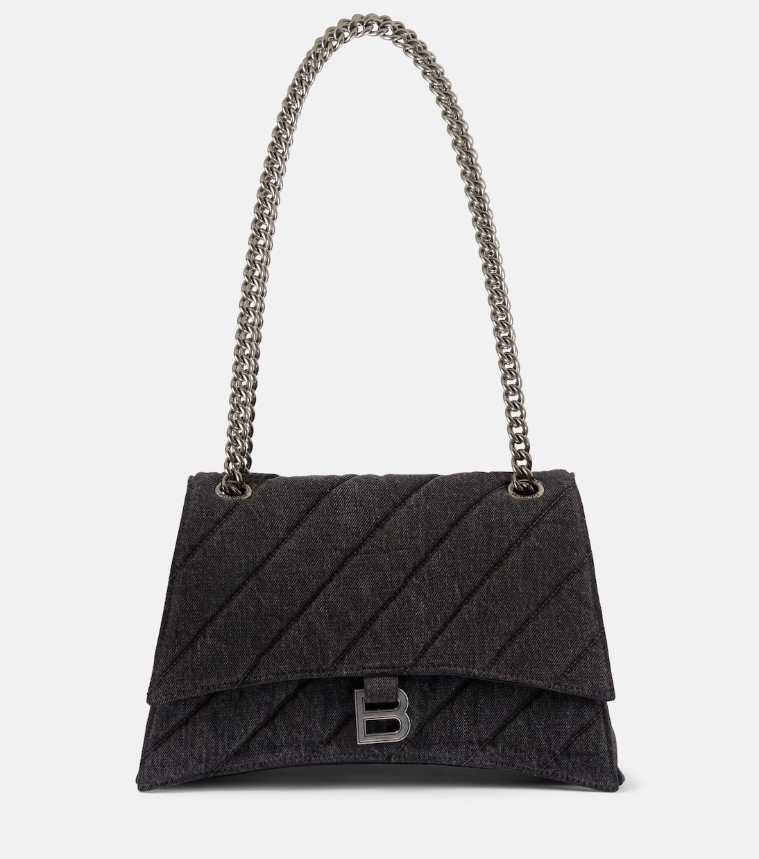 Borsa a spalla Crush Medium in denim | Balenciaga