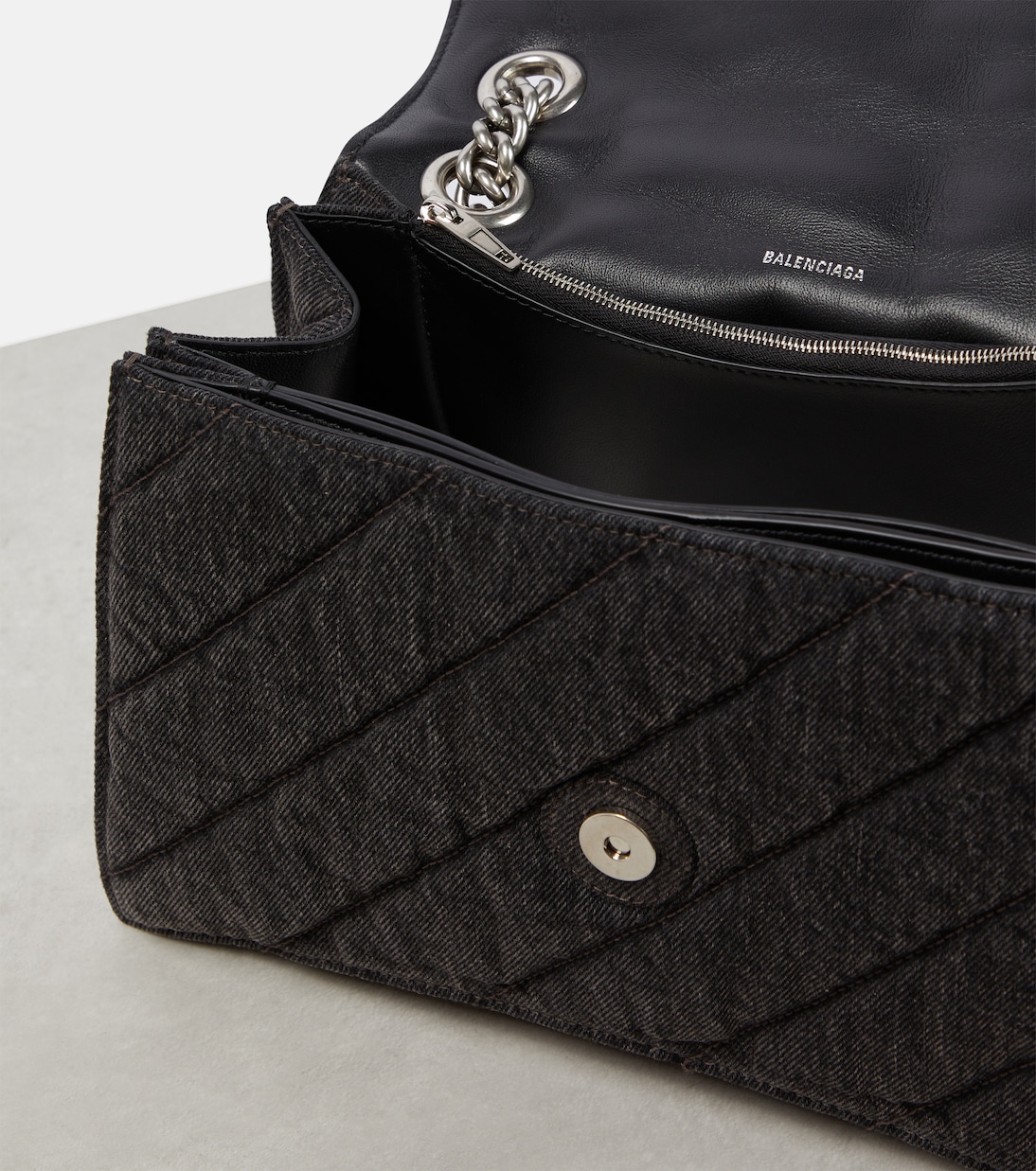 Borsa a spalla Crush Medium in denim | Balenciaga