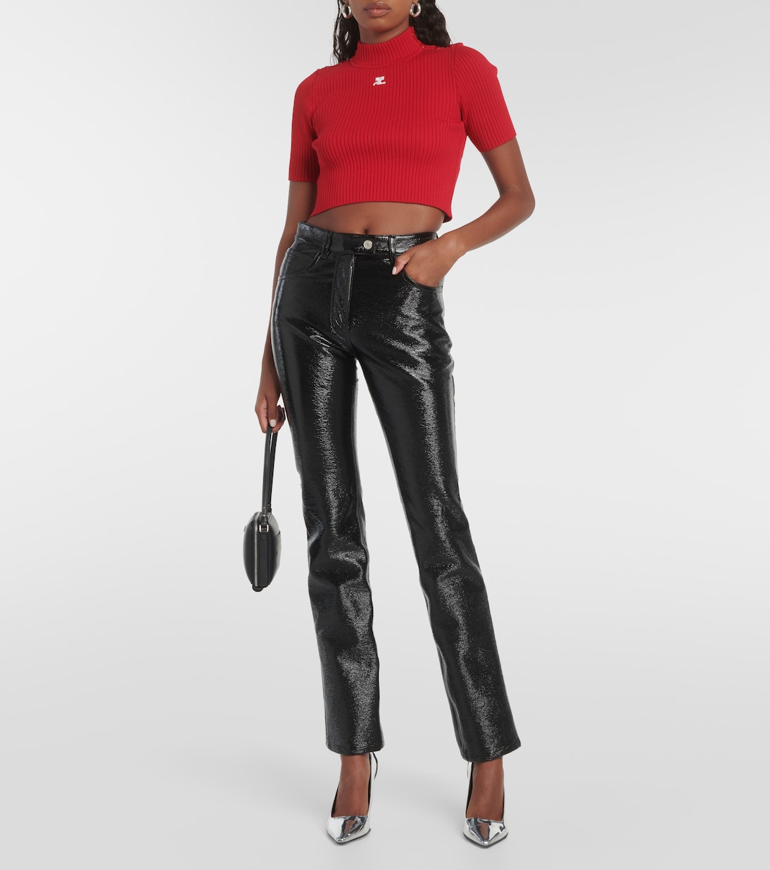 Ribbed-knit cropped sweater | Courrèges