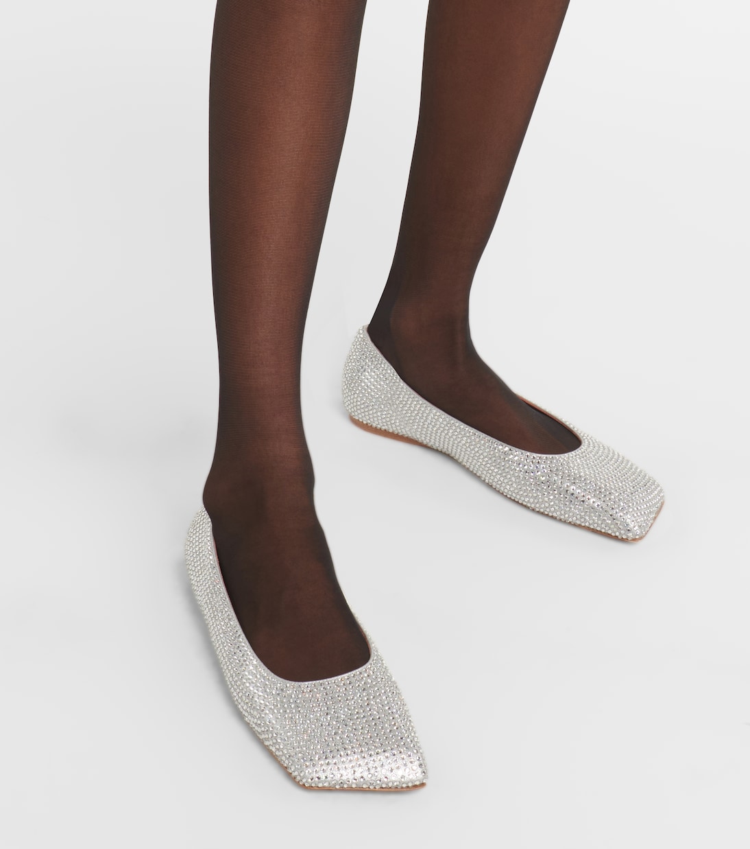Ballerinas Ane aus Veloursleder mit Kristallen | Amina Muaddi