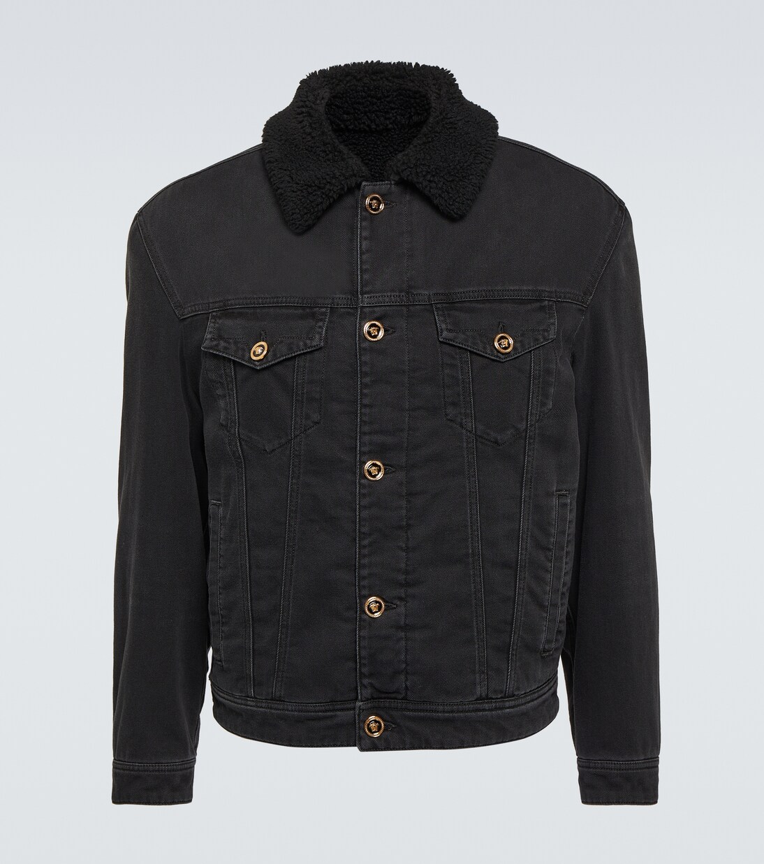 Blouson faux shearling-lined denim jacket | Versace