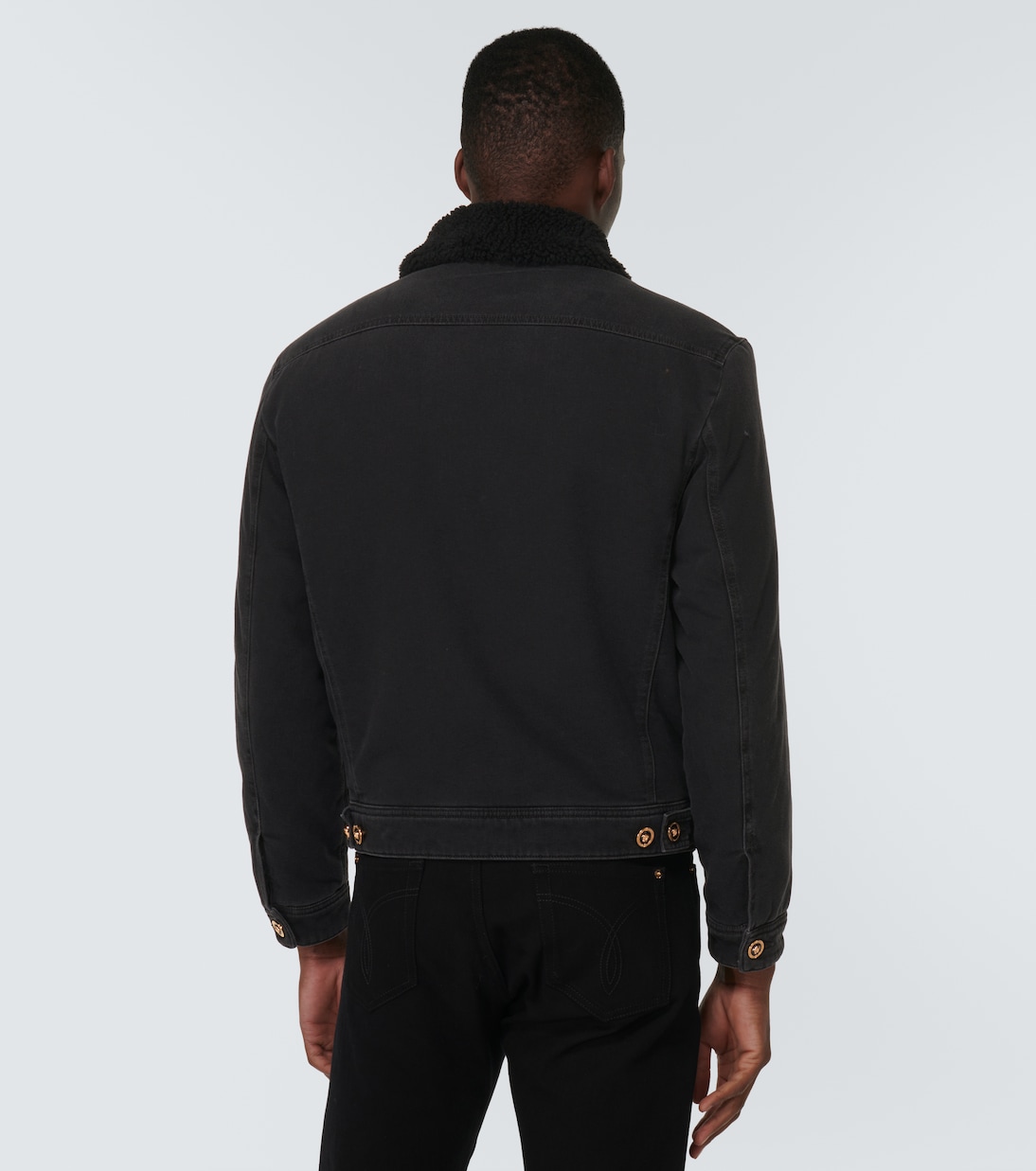 Blouson faux shearling-lined denim jacket | Versace