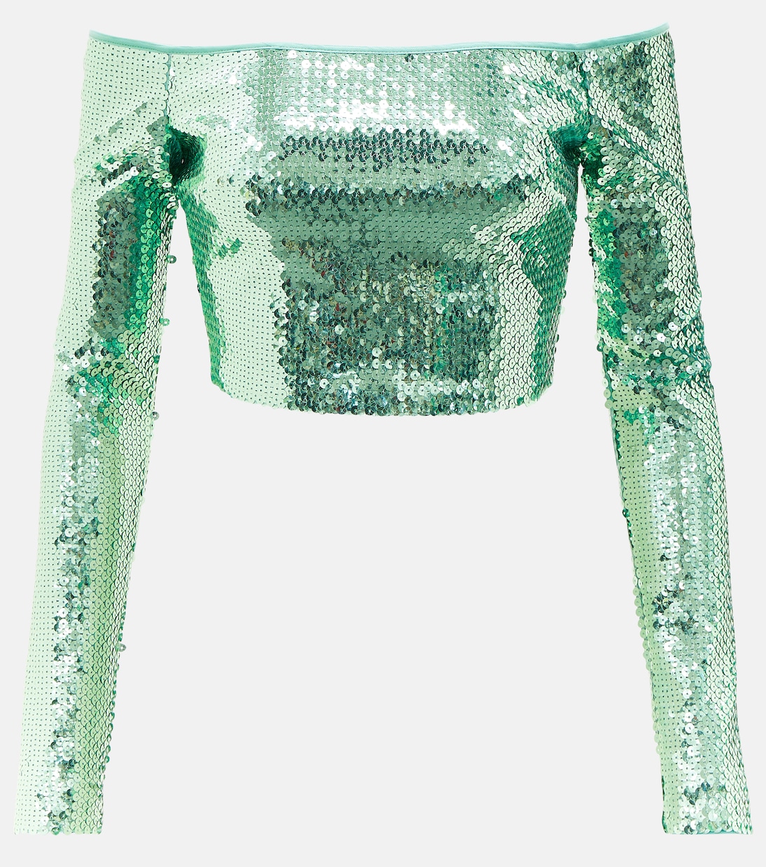 Sequined off-shoulder crop top  | David Koma