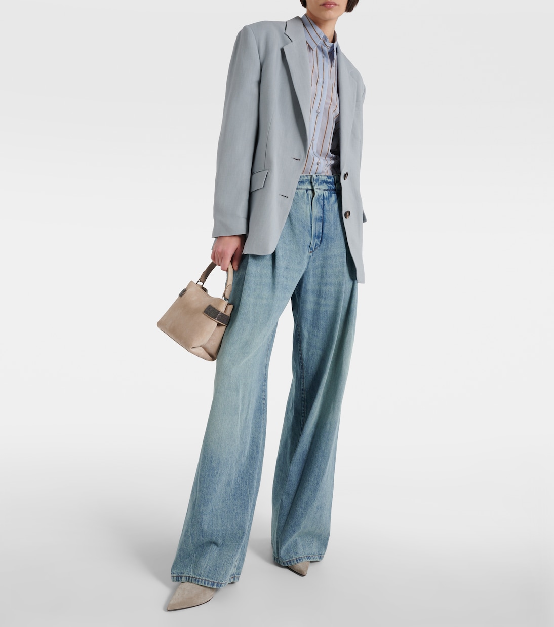 Jeans a vita alta e gamba larga | Brunello Cucinelli