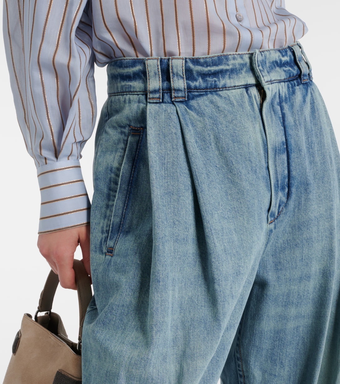 Jeans a vita alta e gamba larga | Brunello Cucinelli