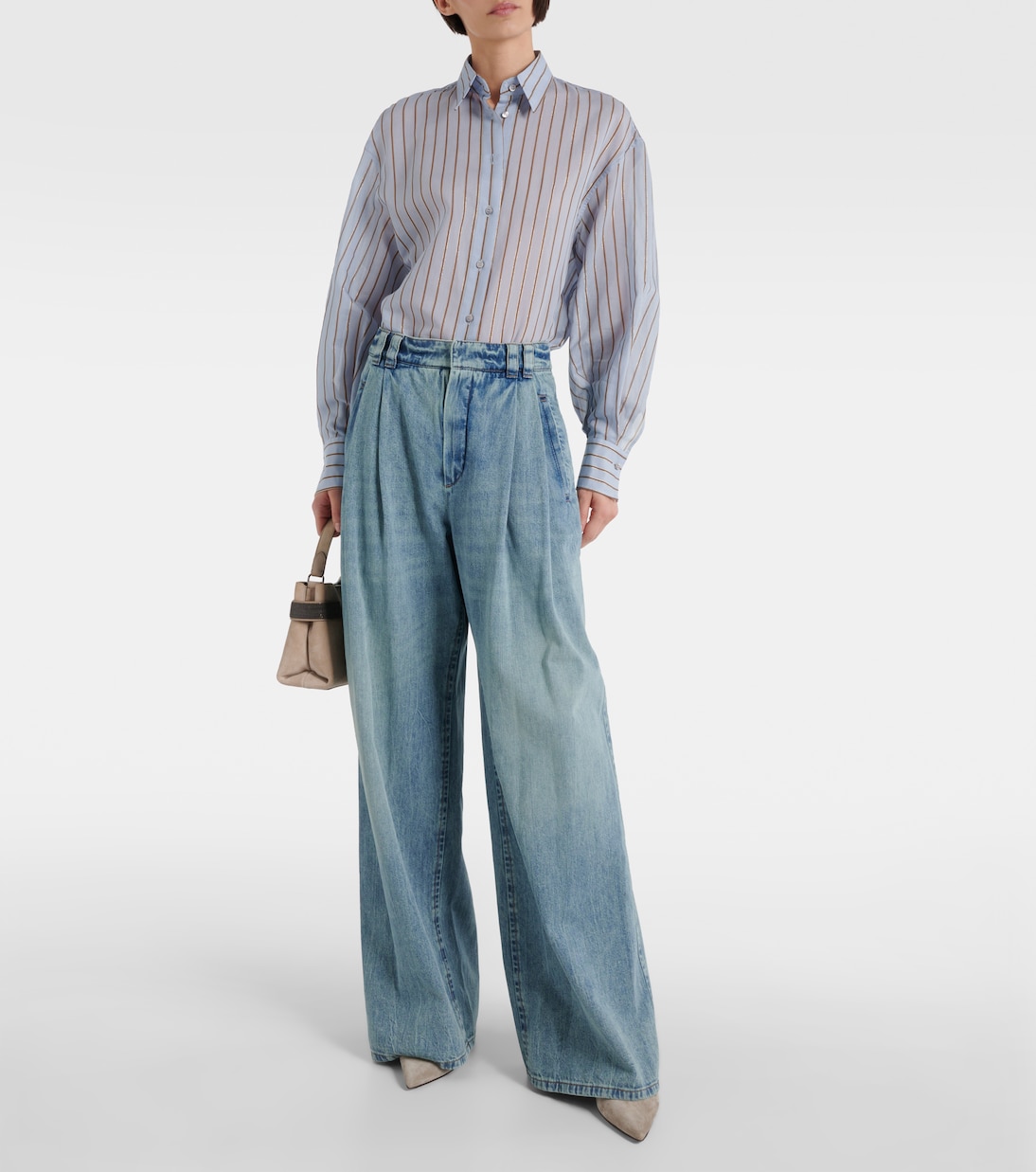 Jeans a vita alta e gamba larga | Brunello Cucinelli