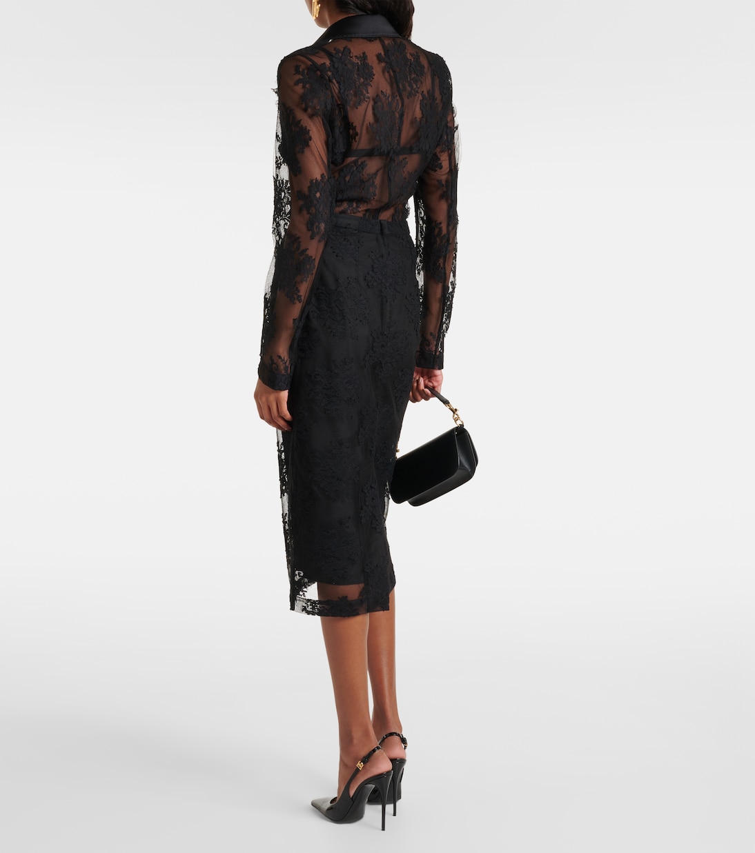 Gonna midi in cotone e pizzo | Dolce&Gabbana