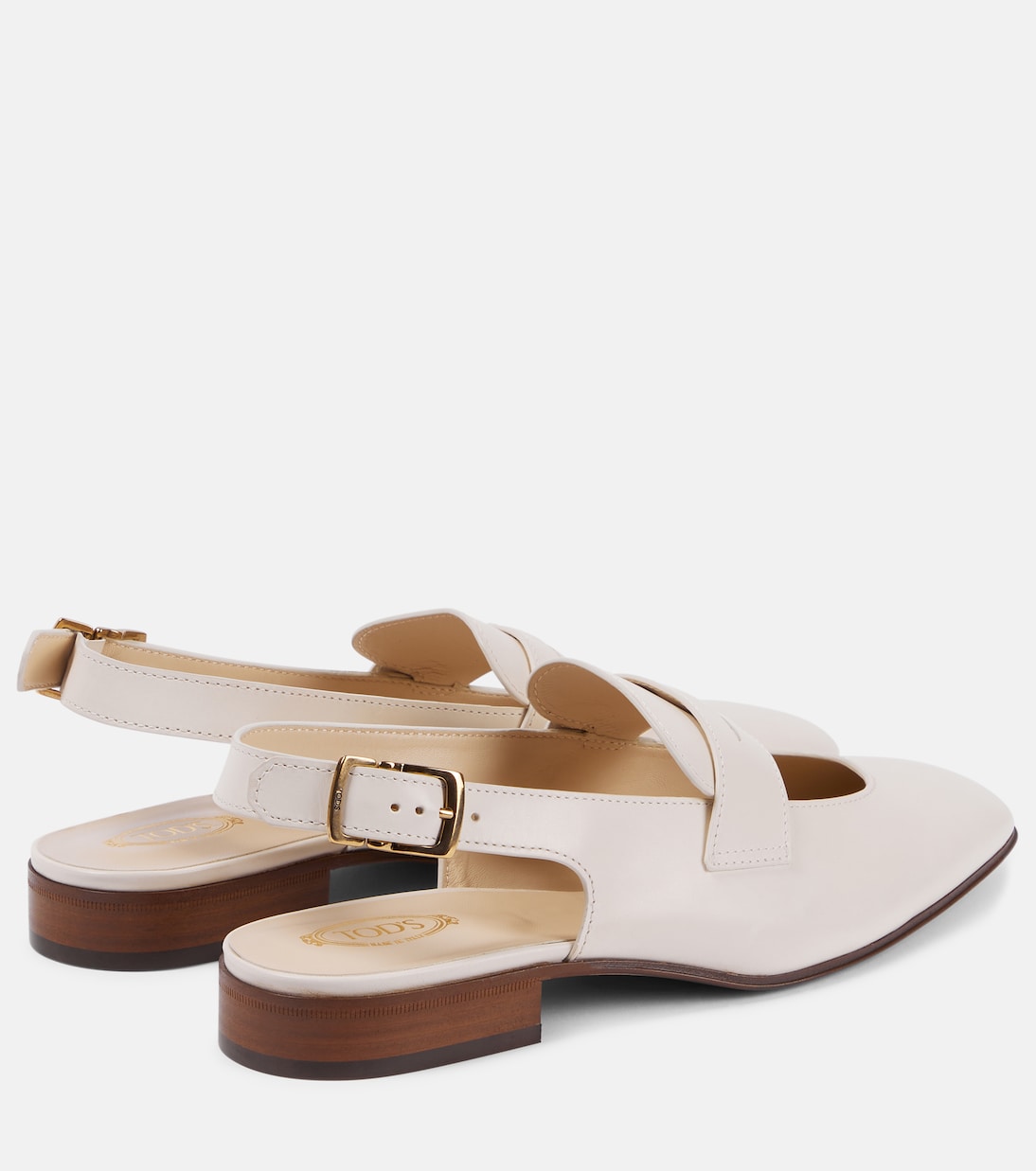 Cutout leather slingback flats | Tod's