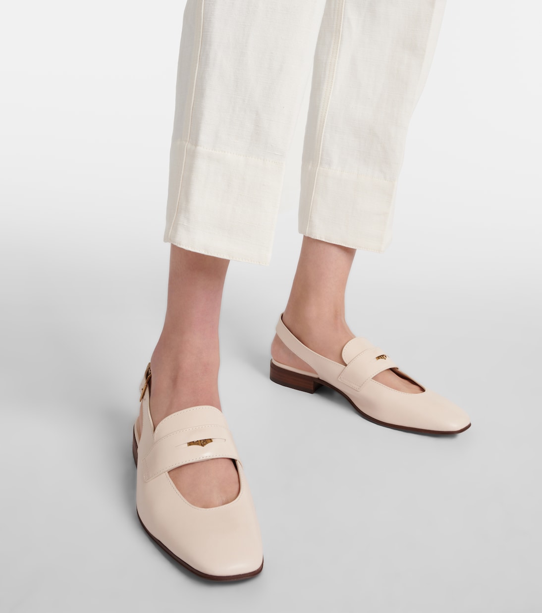 Cutout leather slingback flats | Tod's