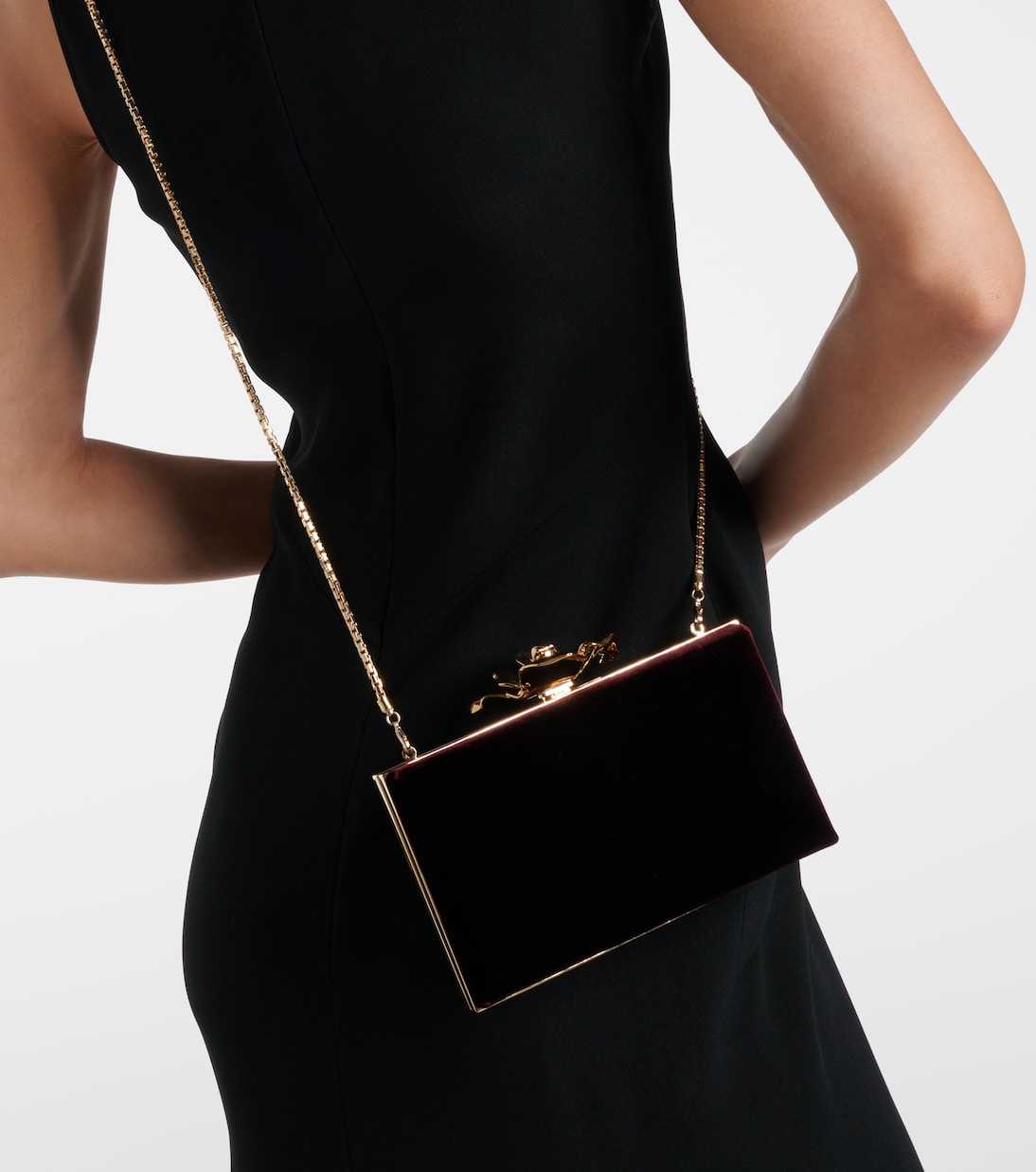 Pochette Frame Flower Mini en velours | Victoria Beckham