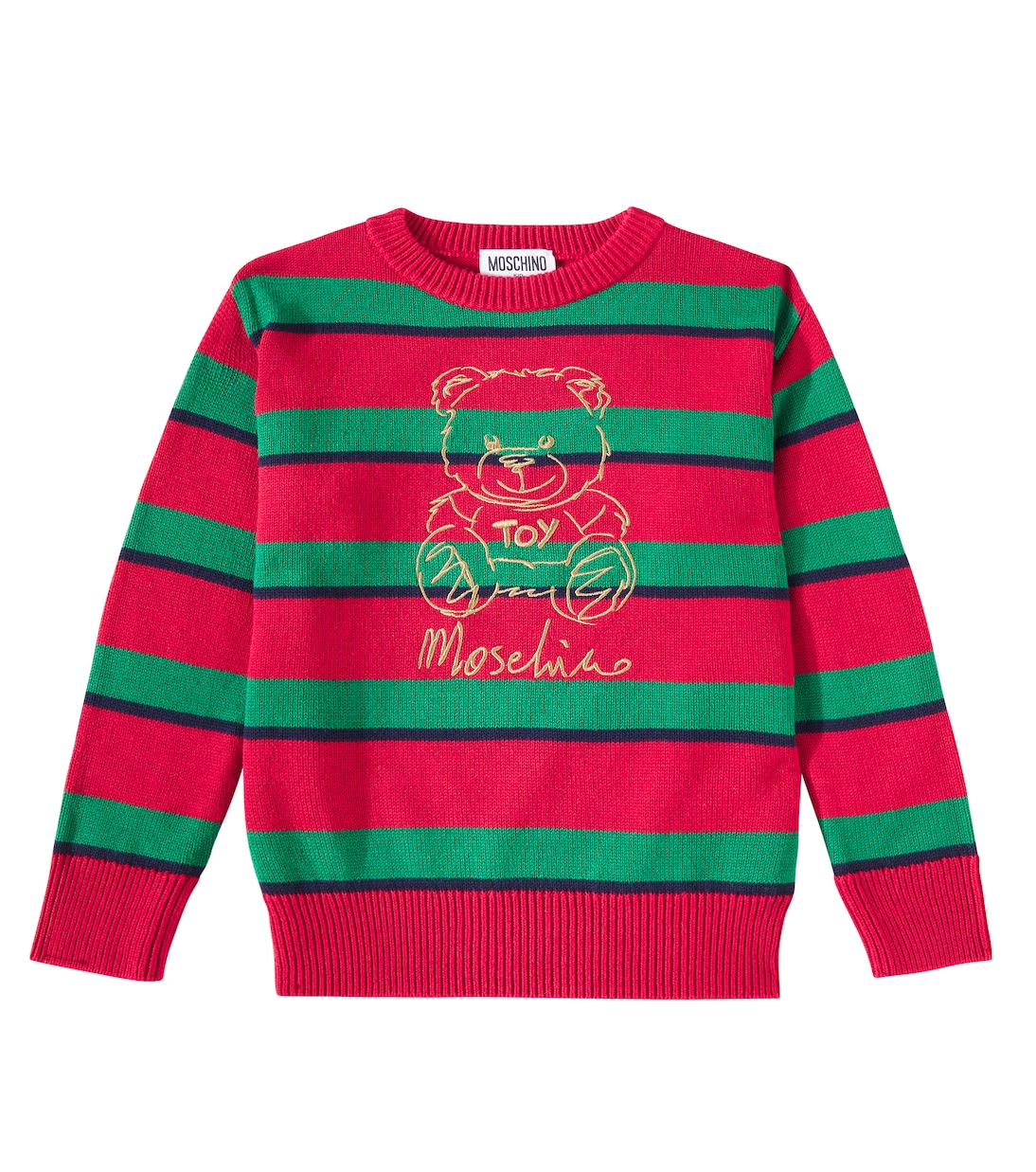 Jersey Teddy Bear de algodón y lana a rayas | Moschino Kids