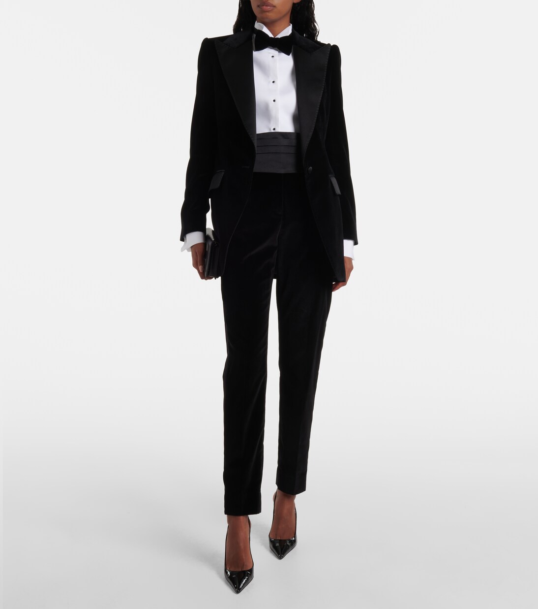 Cotton and silk-blend velvet tuxedo jacket in black - Dolce