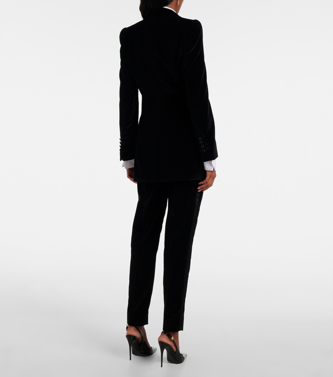 Cotton and silk-blend velvet tuxedo jacket in black - Dolce