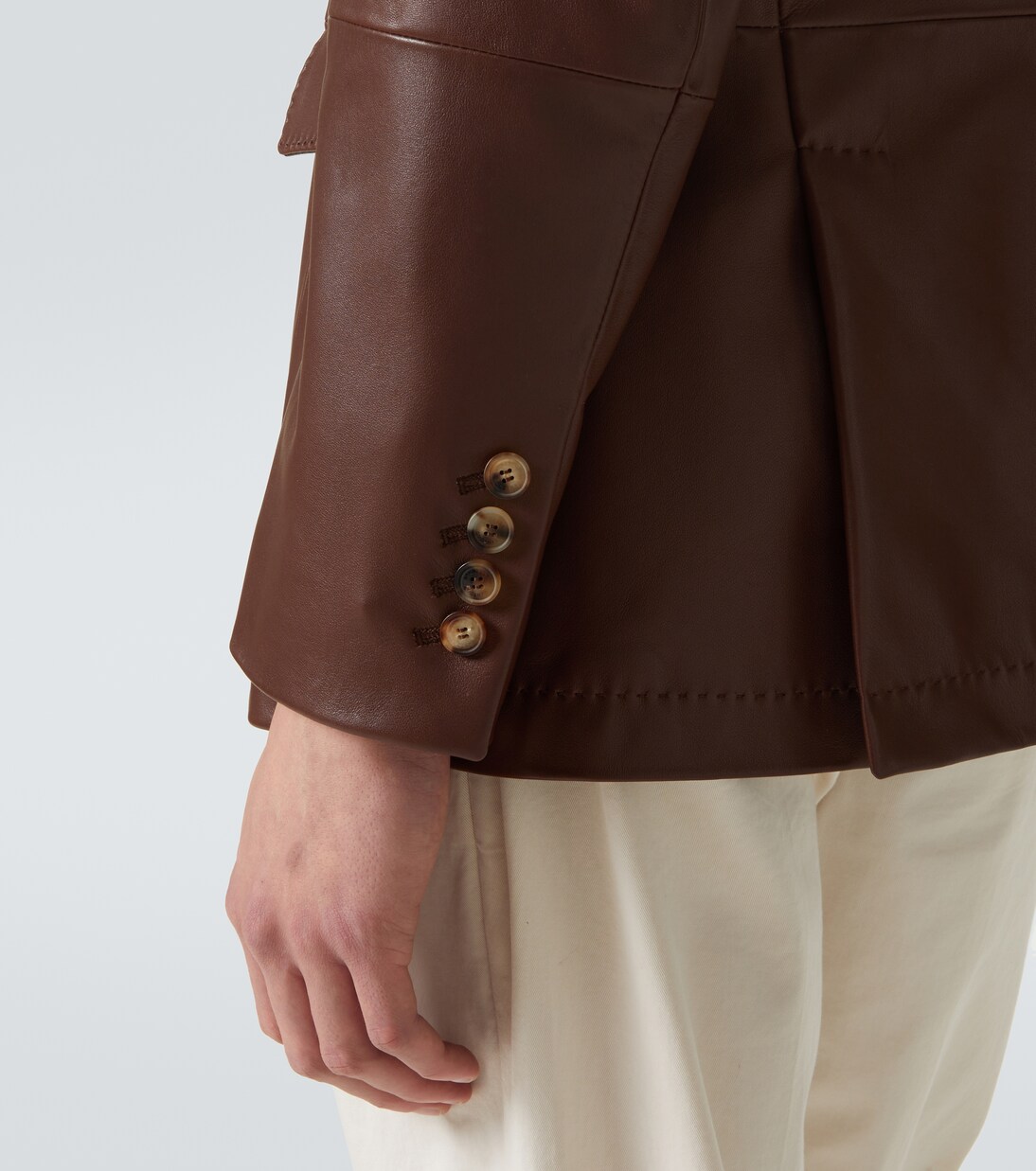 Single-breasted polished leather blazer | Brunello Cucinelli