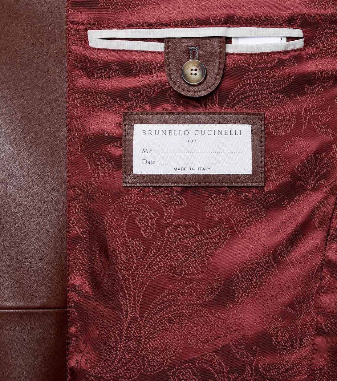 Single-breasted polished leather blazer | Brunello Cucinelli