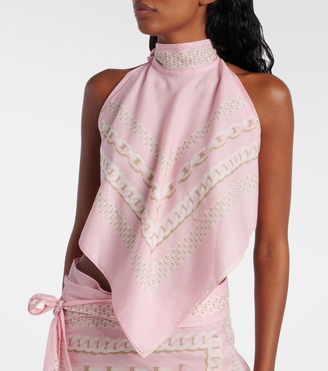 Treasure printed cotton and silk top | Versace