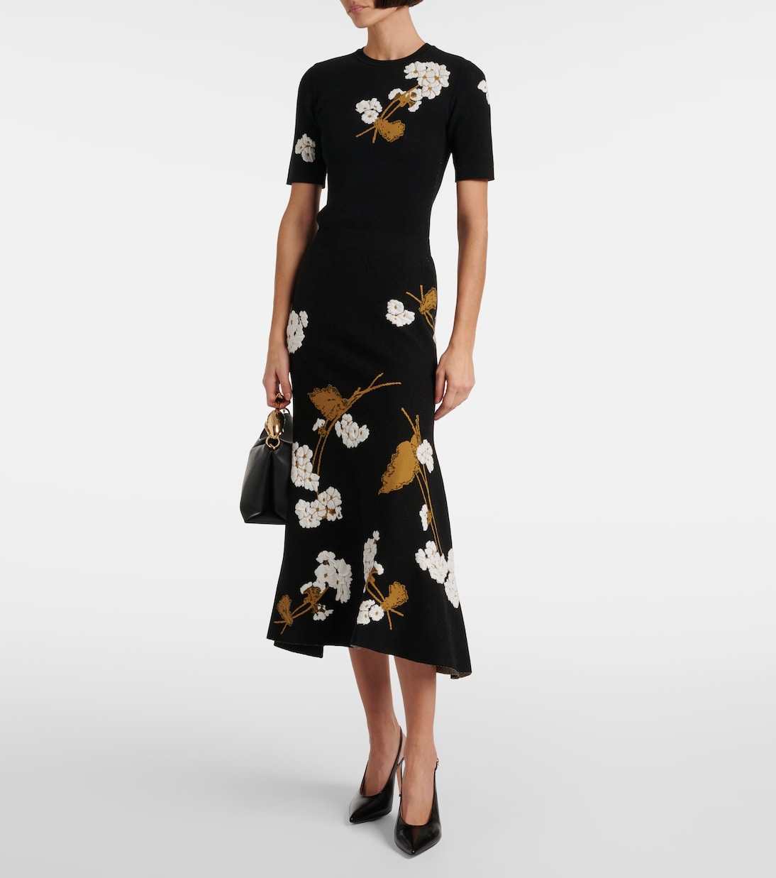 Gonna midi in maglia jacquard floreale | Erdem