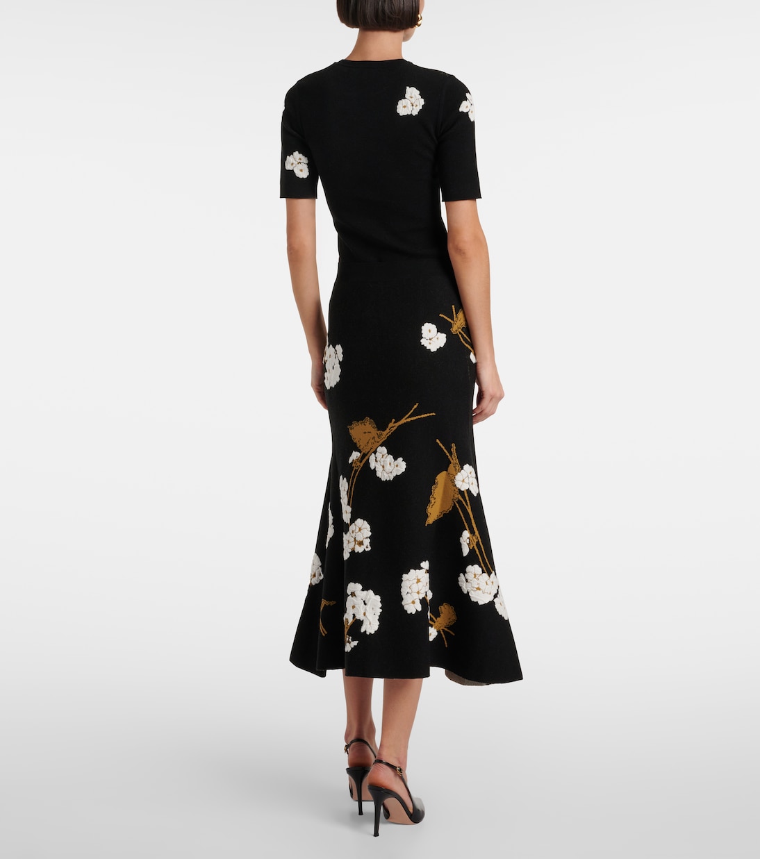Gonna midi in maglia jacquard floreale | Erdem