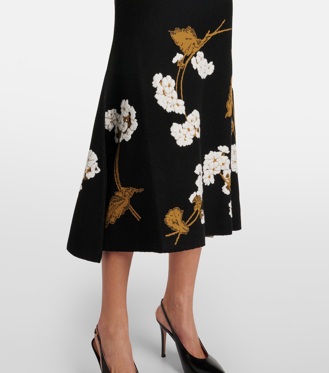 Gonna midi in maglia jacquard floreale | Erdem