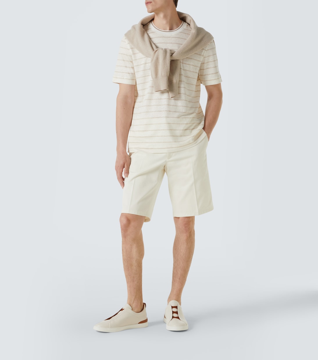 Camiseta en mezcla de lino a rayas | Zegna