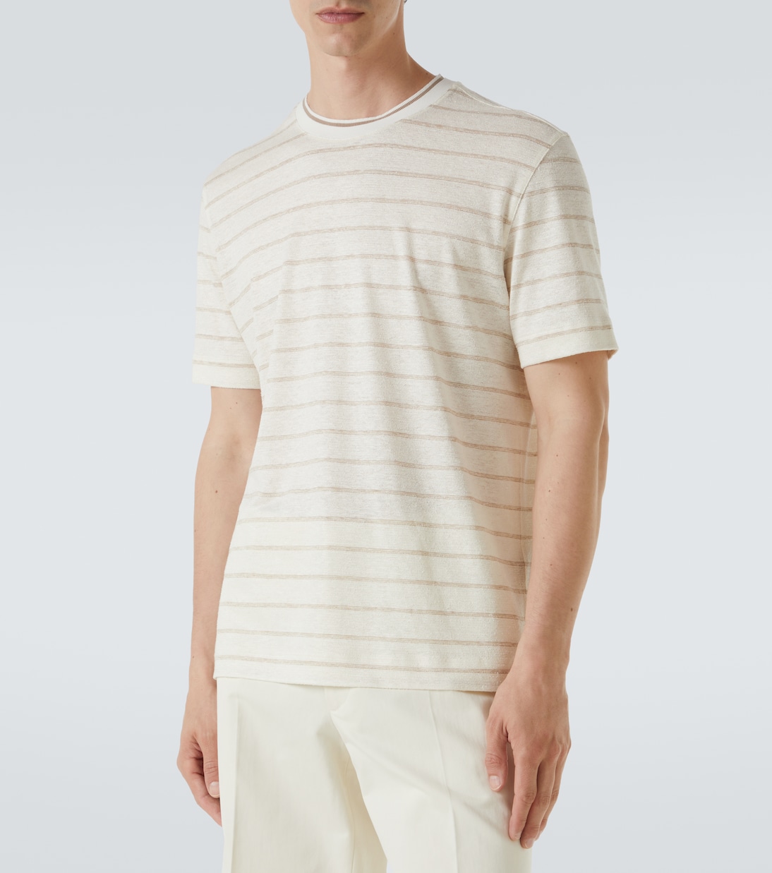 Camiseta en mezcla de lino a rayas | Zegna
