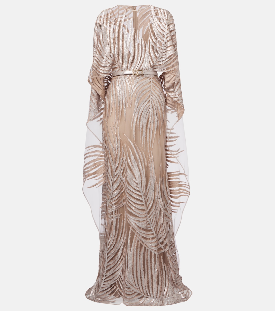 Abito lungo in tulle con ricamo | Elie Saab