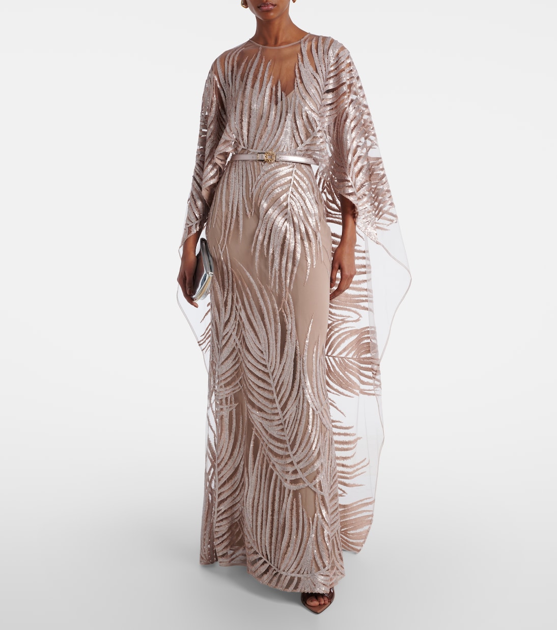 Abito lungo in tulle con ricamo | Elie Saab