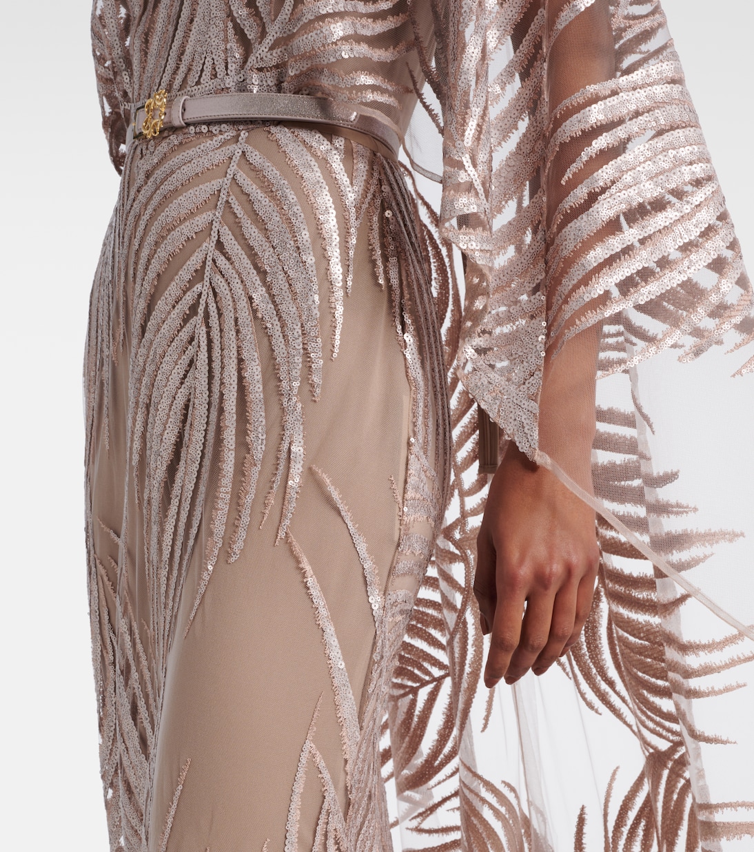 Abito lungo in tulle con ricamo | Elie Saab