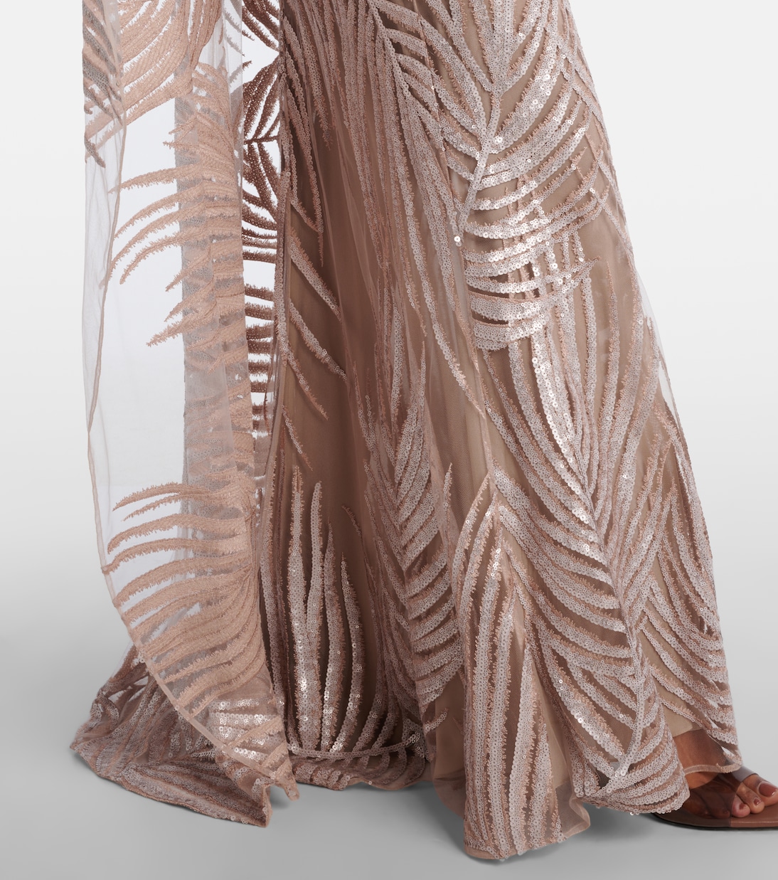 Abito lungo in tulle con ricamo | Elie Saab