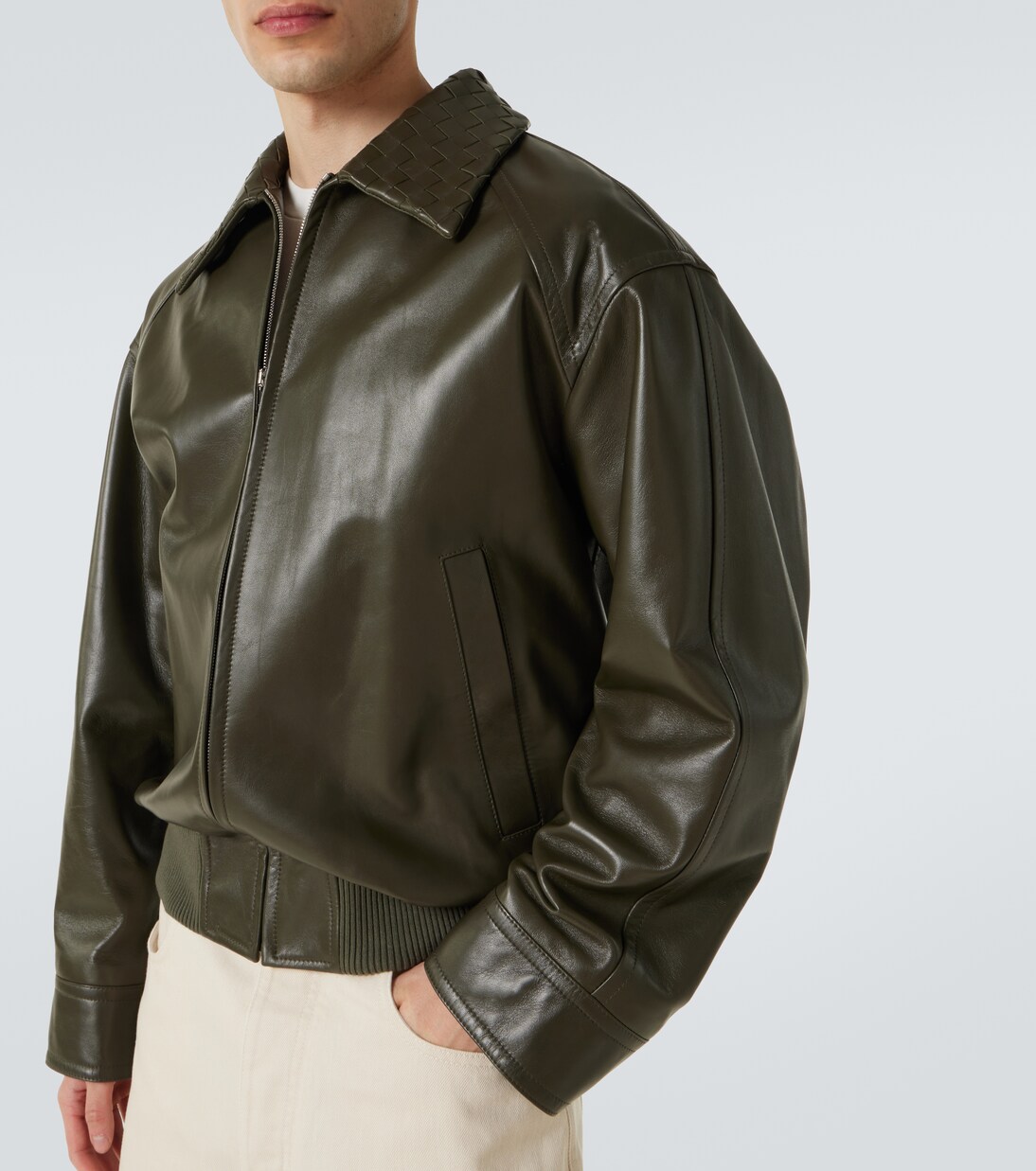 Blouson Intrecciato aus Leder | Bottega Veneta