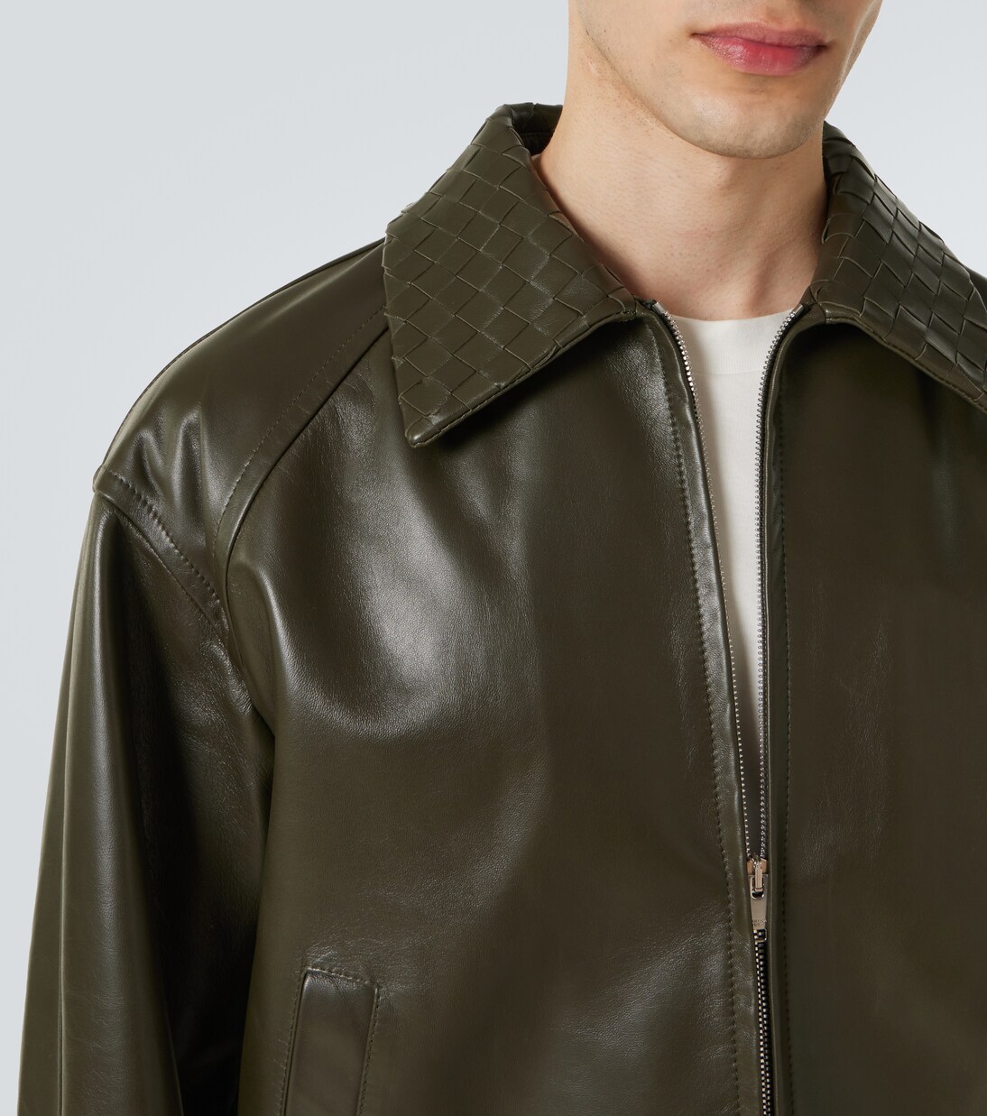 Blouson Intrecciato aus Leder | Bottega Veneta