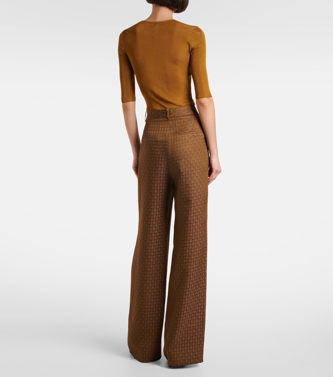 High-rise jacquard wide-leg pants | Saint Laurent