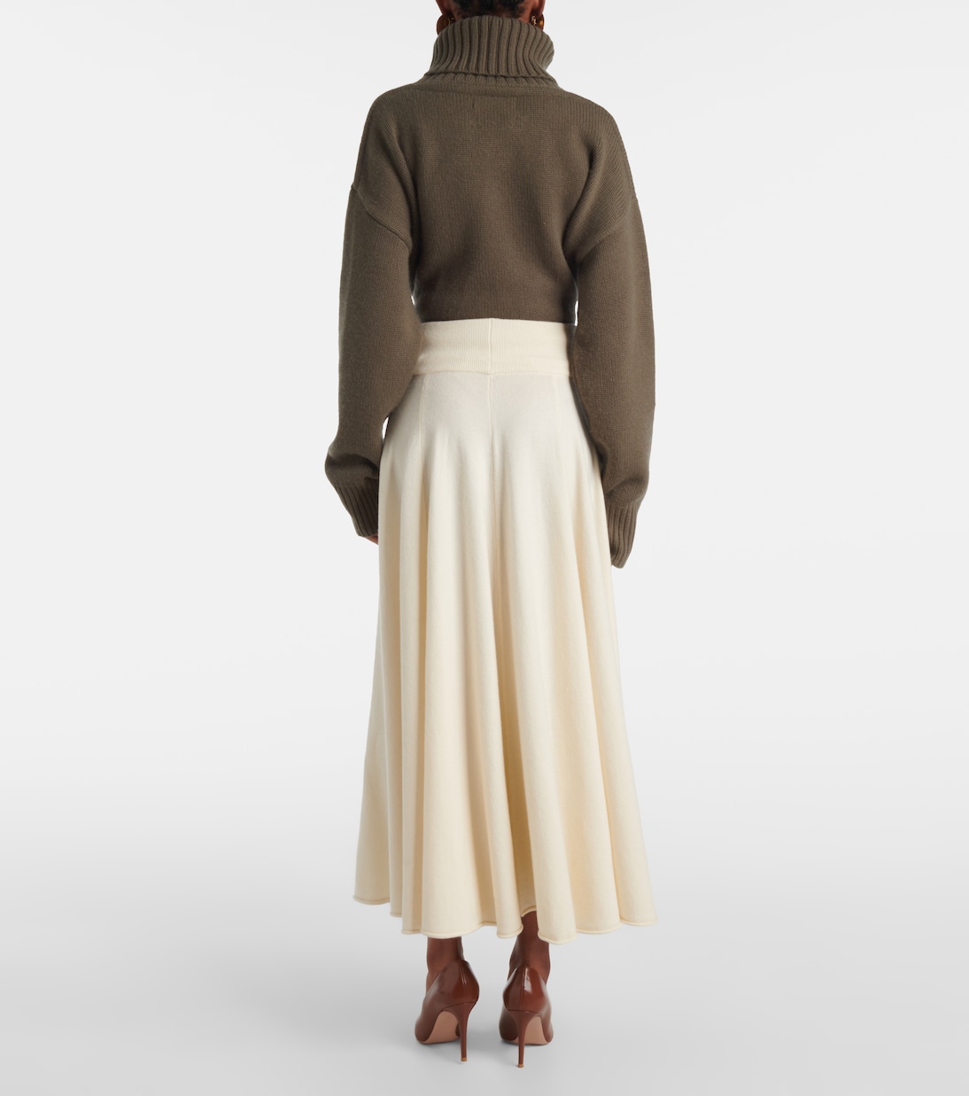 Falda midi Twirl en mezcla de cachemir | Extreme Cashmere