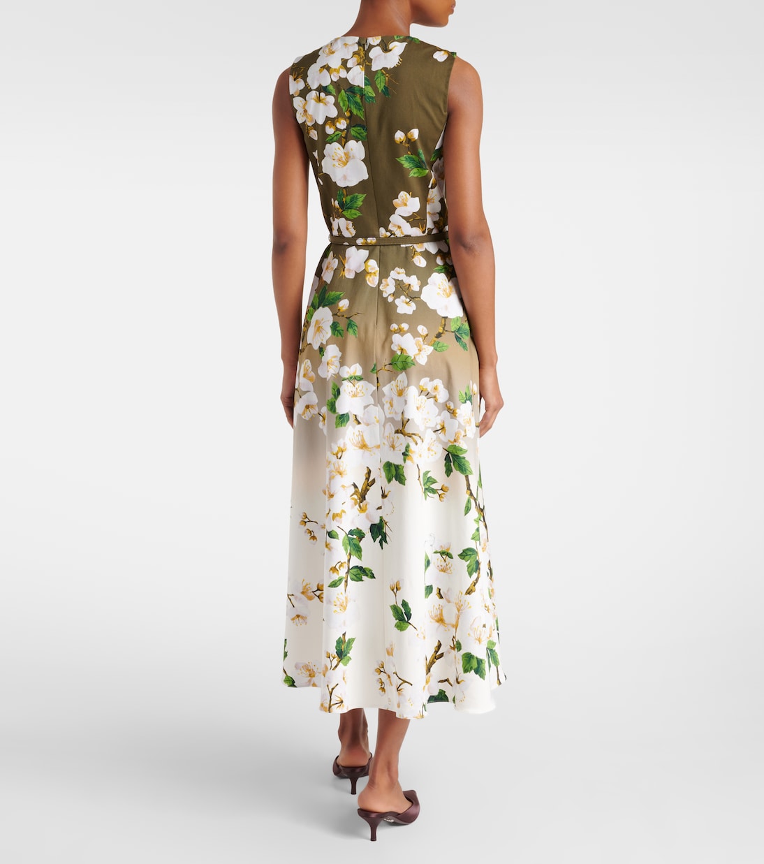 Robe de cocktail en coton mélangé à fleurs | Oscar de la Renta