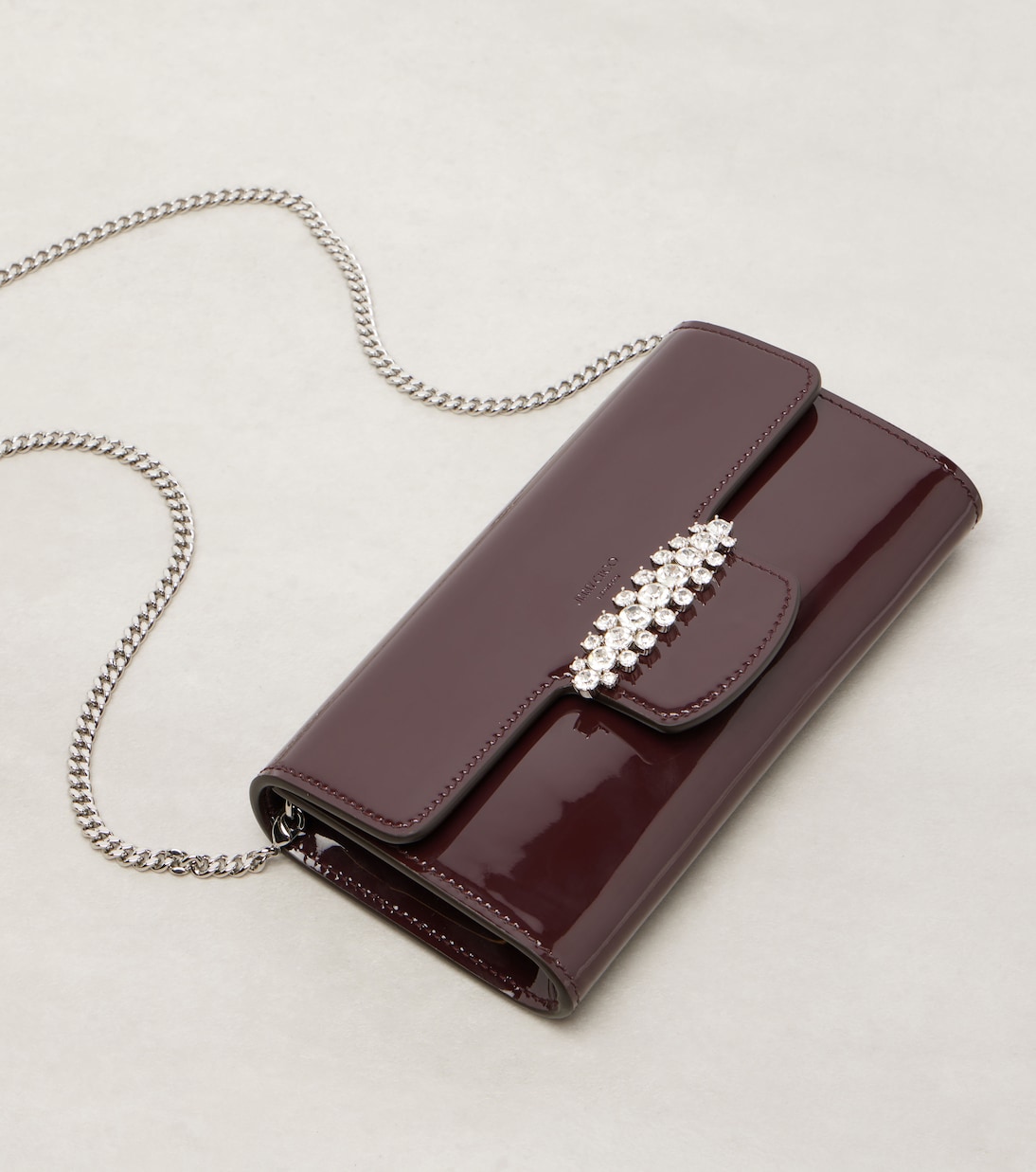 Bing patent leather wallet on chain | Jimmy Choo