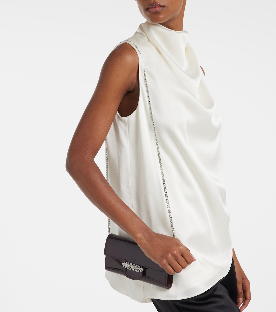 Bing patent leather wallet on chain | Jimmy Choo