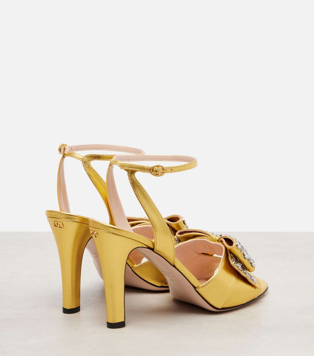 Bowow 95 embellished metallic leather sandals | Valentino Garavani