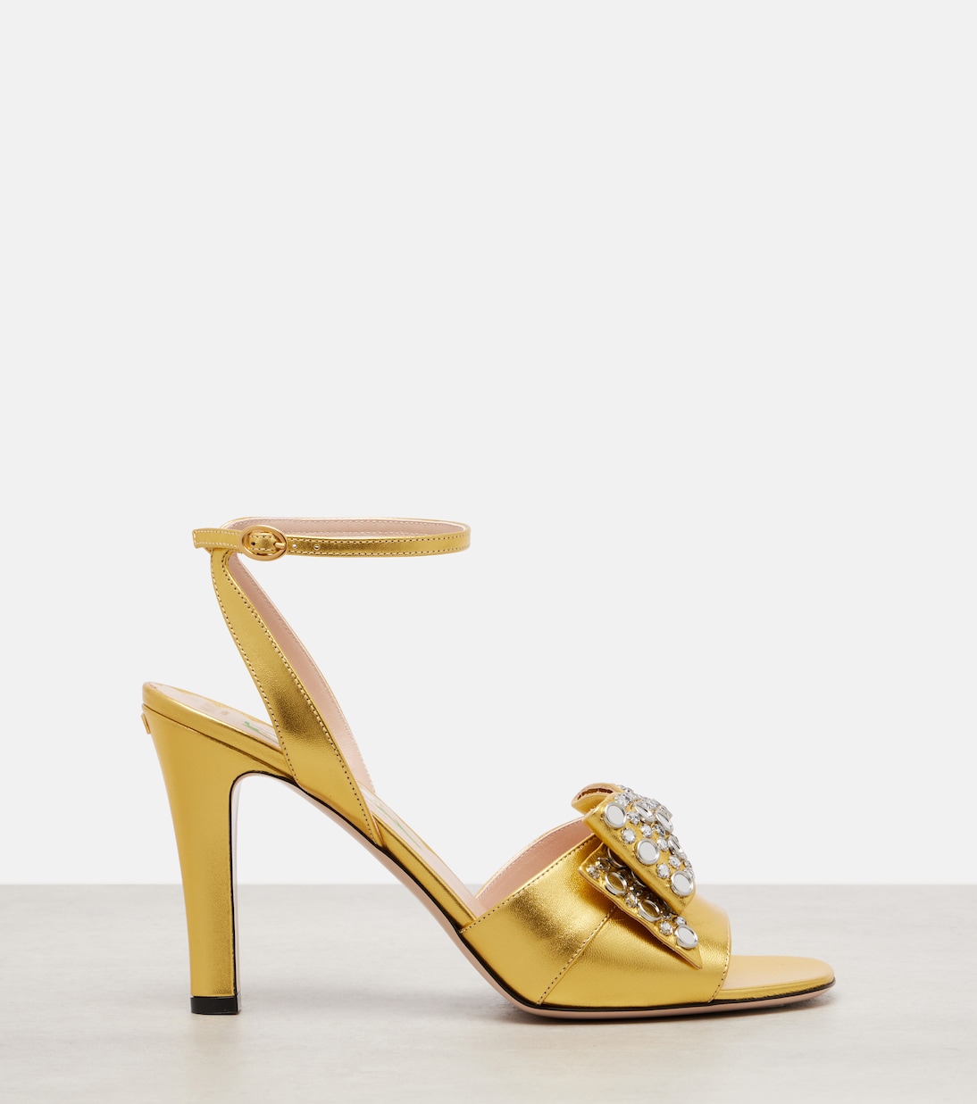 Bowow 95 embellished metallic leather sandals | Valentino Garavani